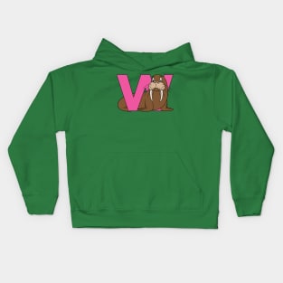 Letter W with Walrus Kids Hoodie